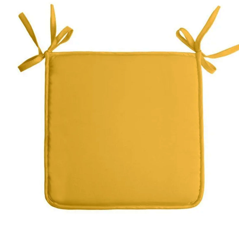 Coussin de chaise jaune soleil 38 cm x 38 cm à nouettes vendu à l'unité