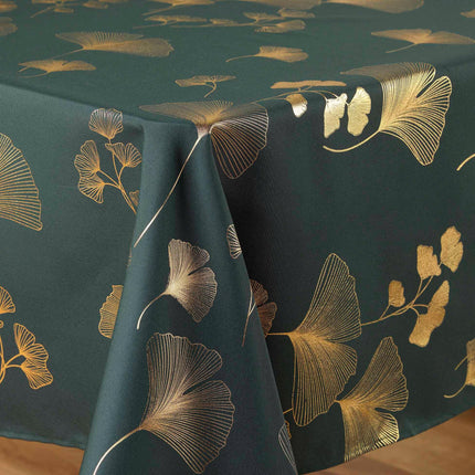 Nappe rectangle Bloomy vert et or 3m x 1m50 anti tache et infroissable