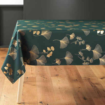 Nappe rectangle Bloomy vert et or 3m x 1m50 anti tache et infroissable