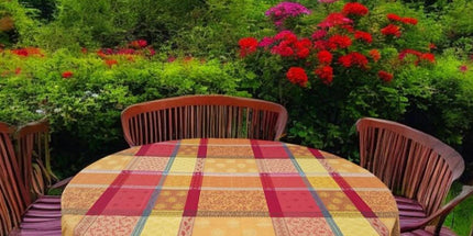 Nappe ronde 180 cm coton jacquard valescure rouge Téflon antitache
