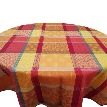 Nappe ronde 180 cm coton jacquard valescure rouge Téflon antitache