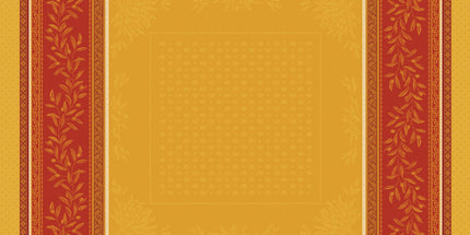 Nappe carrée coton tissée jacquard traitée téflon Olea safrani 1m60 x 1m60