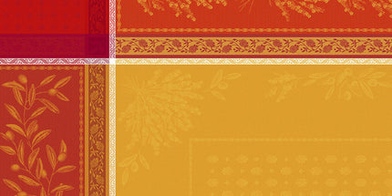 Nappe carrée coton tissée jacquard traitée téflon Olea safrani 1m60 x 1m60