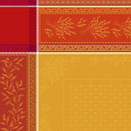 Nappe carrée coton tissée jacquard traitée téflon Olea safrani 1m60 x 1m60