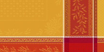 Nappe carrée coton tissée jacquard traitée téflon Olea safrani 1m60 x 1m60