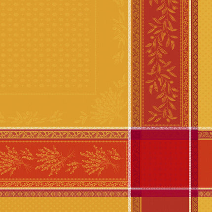 Nappe carrée coton tissée jacquard traitée téflon Olea safrani 1m60 x 1m60