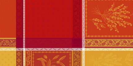 Nappe carrée coton tissée jacquard traitée téflon Olea safrani 1m60 x 1m60