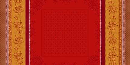 Nappe carrée coton tissée jacquard traitée téflon Olea garance 1m60 x 1m60