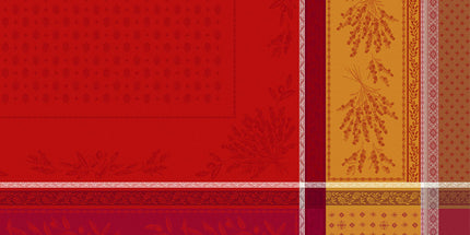 Nappe carrée coton tissée jacquard traitée téflon Olea garance 1m60 x 1m60