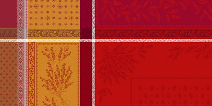 Nappe carrée coton tissée jacquard traitée téflon Olea garance 1m60 x 1m60