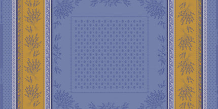Nappe carrée coton tissée jacquard traitée téflon Olea lazuli 1m60 x 1m60