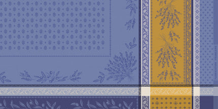 Nappe carrée coton tissée jacquard traitée téflon Olea lazuli 1m60 x 1m60