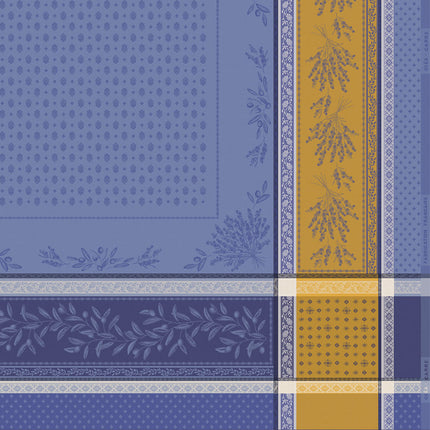 Nappe carrée coton tissée jacquard traitée téflon Olea lazuli 1m60 x 1m60