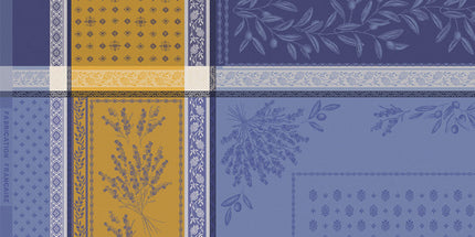 Nappe carrée coton tissée jacquard traitée téflon Olea lazuli 1m60 x 1m60