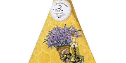 Essuie main rond en éponge Tissage Jacquard lavande et huile d'olive jaune Qualité Premium