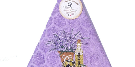 Essuie main rond en éponge Tissage Jacquard huile d'olive et lavande lilas Qualité Premium