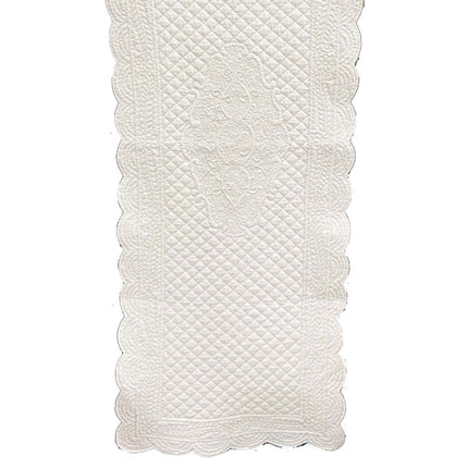 Chemin de table boutis blanc coton rosace 1m50 x 50 cm