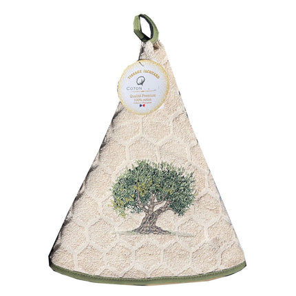 Essuie main rond en éponge Tissage Jacquard olivier beige New Qualité Premium