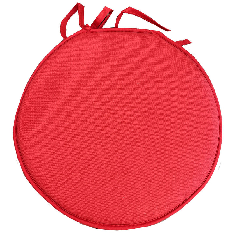 Coussin de chaise rond uni rouge coton diamètre 39 cm