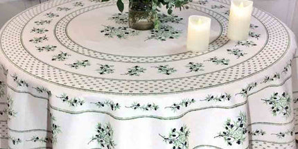 Nappe ronde olivou écru 1m 80 anti tache infroissable