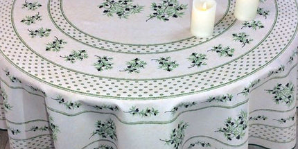 Nappe ronde olivou écru 1m 80 anti tache infroissable