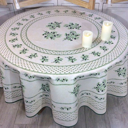 Nappe ronde olivou écru 1m 80 anti tache infroissable