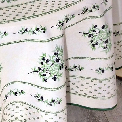Nappe ronde olivou écru 1m 80 anti tache infroissable