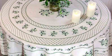 Nappe ronde olivou écru 1m 80 anti tache infroissable
