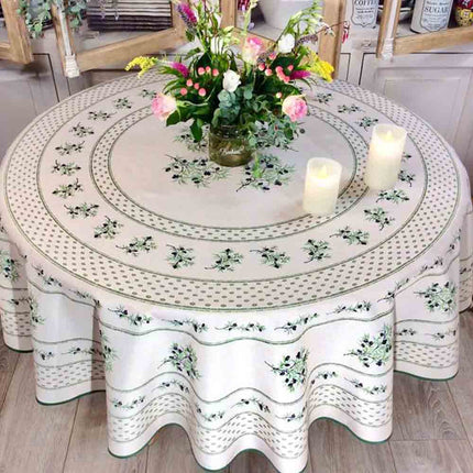 Nappe ronde olivou écru 1m 80 anti tache infroissable