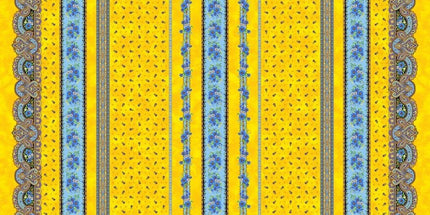 Nappe rectangle coton enduit plastifiée tradition jaune 3m50 x 1m55