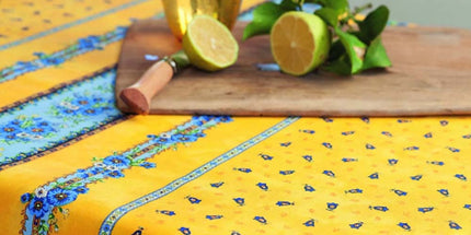 Nappe rectangle coton enduit plastifiée tradition jaune 3m50 x 1m55