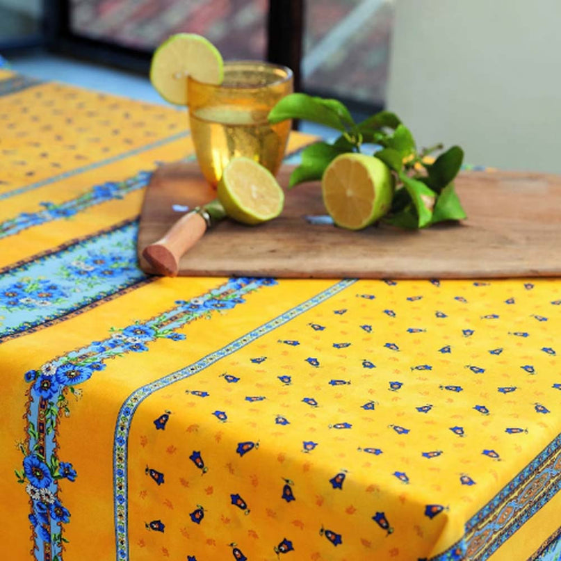 Nappe rectangle coton enduit plastifiée tradition jaune 3m50 x 1m55