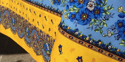 Nappe rectangle coton enduit plastifiée tradition jaune 3m50 x 1m55