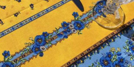 Nappe rectangle coton enduit plastifiée tradition jaune 3m50 x 1m55