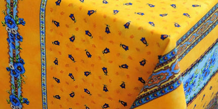 Nappe rectangle coton enduit plastifiée tradition jaune 3m50 x 1m55