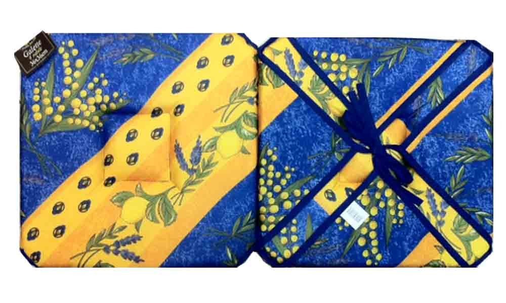 Coussin de chaise mimosa citron lavande bleu polyester 36 cm x 36 cm