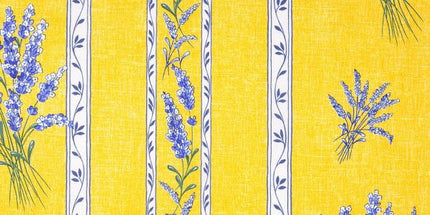 Tissu au mètre coton Valensole jaune motif lavande largeur 1m60
