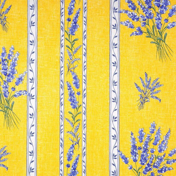 Tissu au mètre coton Valensole jaune motif lavande largeur 1m60