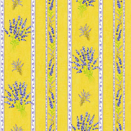 Tissu au mètre coton Valensole jaune motif lavande largeur 1m60