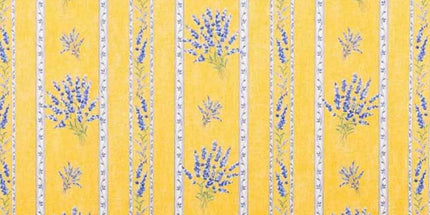Tissu au mètre coton Valensole jaune motif lavande largeur 1m60