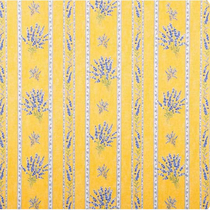 Tissu au mètre coton Valensole jaune motif lavande largeur 1m60