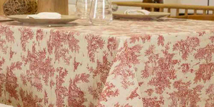 Nappe Rectangulaire en Coton Motif toile de jouy mini pastorale LR 2m50  x 1m55