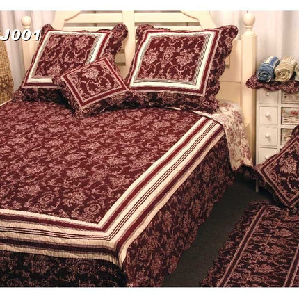 Couvre Lit en Boutis 2m30 /2m50 toile de jouy bordeau