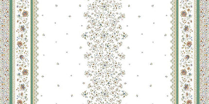 Nappe rectangle coton enduit 2m50 x 1m55 beaucaire écru vert double bordure