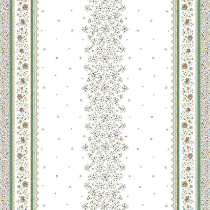Nappe rectangle coton enduit 2m50 x 1m55 beaucaire écru vert double bordure