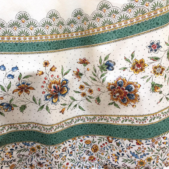 Nappe rectangle coton enduit 2m50 x 1m55 beaucaire écru vert double bordure