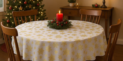 Nappe ronde 1m80 Cristaux blanc or Anti tache et infroissable