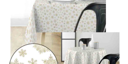 Nappe ronde 1m80 Cristaux blanc or Anti tache et infroissable
