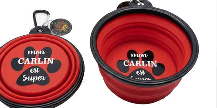 Bol à chien rétractable rouge – Mon Carlin est super ouvert