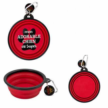 Bol à chien rétractable Rouge – Mon adorable chien est super